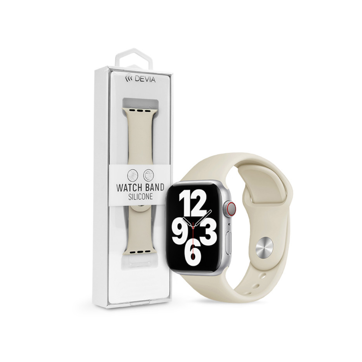 Apple Watch szilikon sport szíj - Devia Silicone Deluxe Series Sport Watch Band - 42/44/45/49 mm - antique white (ST364518)