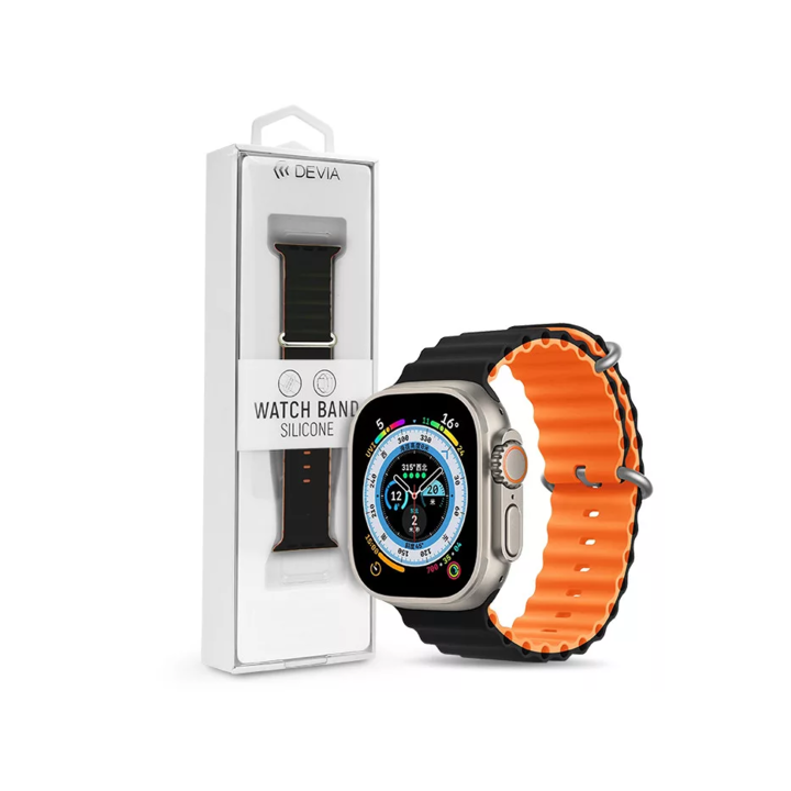 Apple Watch szilikon sport szíj - Deluxe Series Sport6 Silicone Two-tone Watch Band - 38/40/41 mm - black/orange (ST381591)