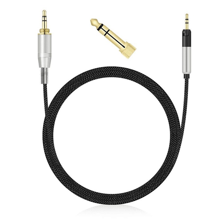 PadForce audiokábel Sennheiser HD518 fejhallgatóhoz, HD558, HD598, M40X, M50X, 3,5 mm-es jack–2,5 mm-es jack csatlakozóhoz és 6,35 mm-es adapterhez, 2 m hosszú