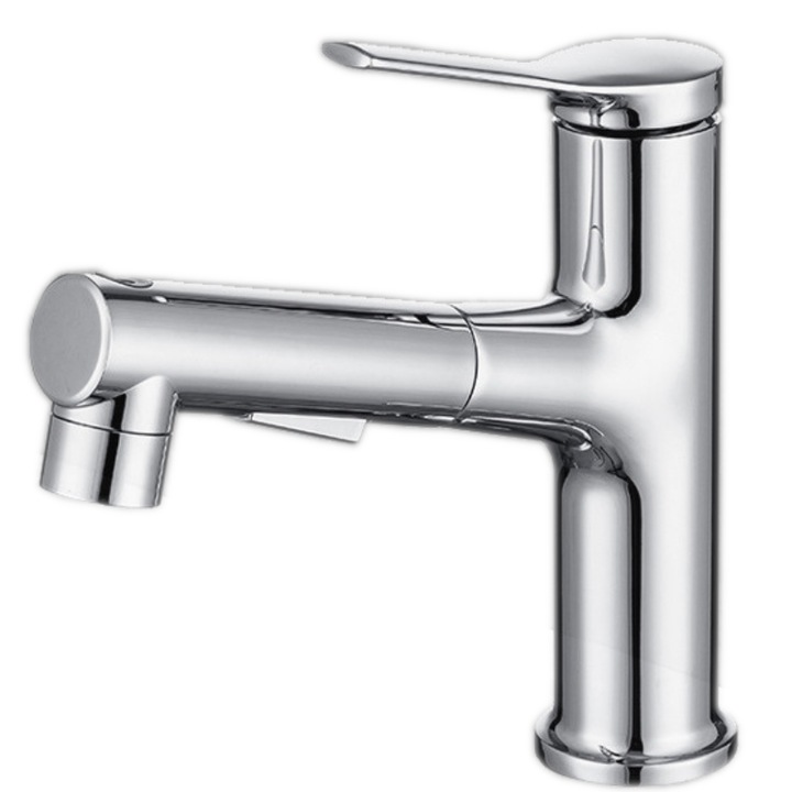 Csaptelep fürdőszobai mosdókagylóhoz zuhanycsővel - rozsdamentes acél