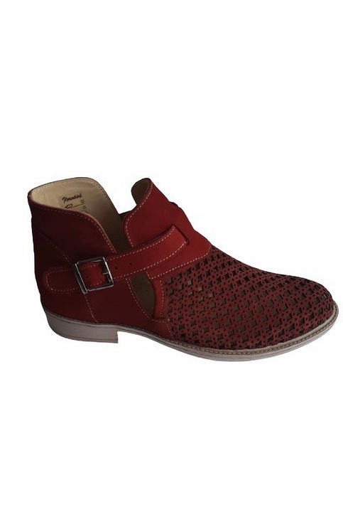 Ghete dama perforate, piele naturala, visiniu, Visiniu