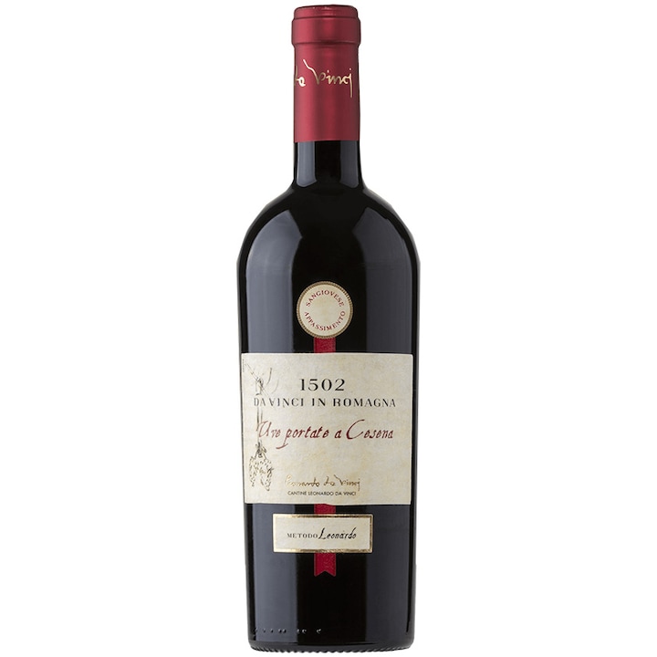 Vin Rosu Da Vinci, Uve Portate a Cesena, D.O.C, Sangiovese Appassimento, Sec, 0.75l