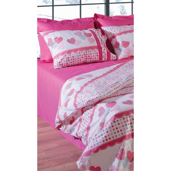 Lenjerie de pat Indivani, Love, single 160 x 220 cm, 100% Bumbac Lenjerie de pat Indivani, Love, single 160 x 220 cm, 100% Bumbac