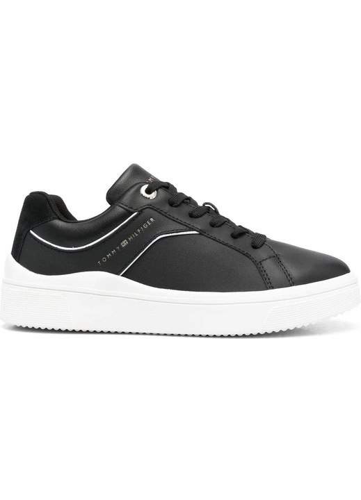 Pantofi sport dama, Tommy Piele/Poliester, Negru