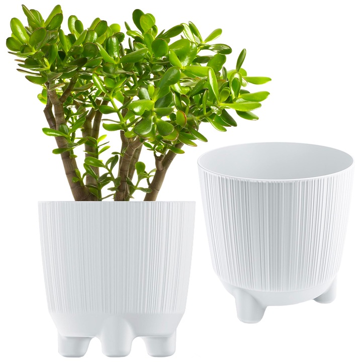 Virágcserép kerek Ryfo N, virágokhoz 14,5 cm - Fehér