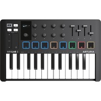 MIDI Controller, Clapa Arturia, MiniLab 3, Claviatura cu 25 de clape, Software de productie muzicala si instrumente incluse, Conexiune USB C, Negru