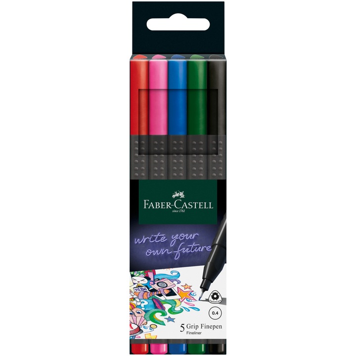 Liner Faber-Castell Grip Basic, 0.4 mm, 5 buc/set