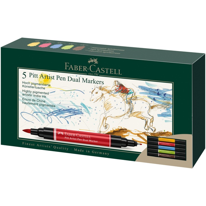 Маркери Pitt Artist Pen Dual Marker, 5 броя/комплект