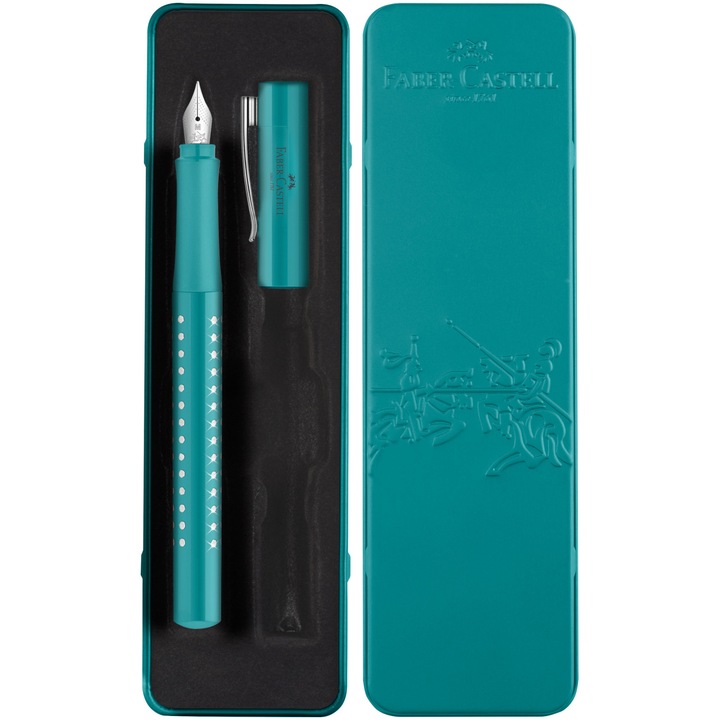 Писалка Faber-Castell Sparkle, писец M, gift set, Metallic ocean turquoise