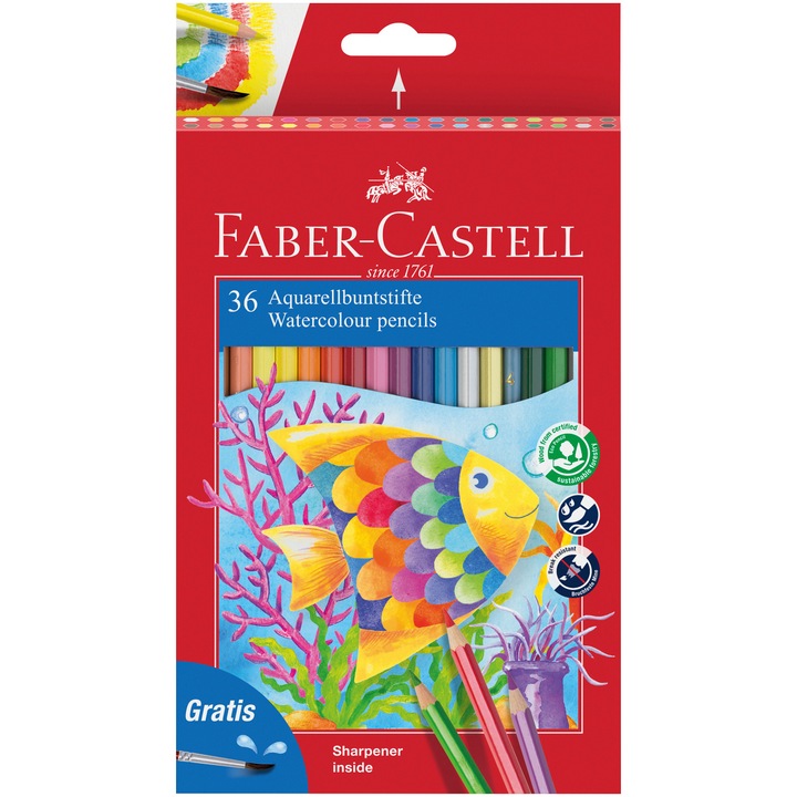 Акварелни цветни моливи Faber-Castell с четка 36 бр./компл