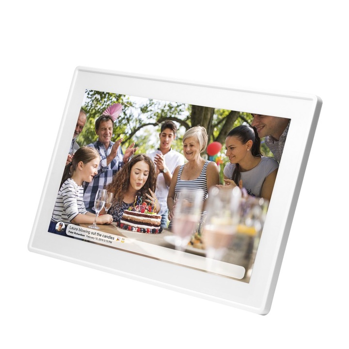 Digitális képkeret, Denver, Wi-Fi, Érintőképernyő, 15,6 hüvelykes, 8 GB, Fehér