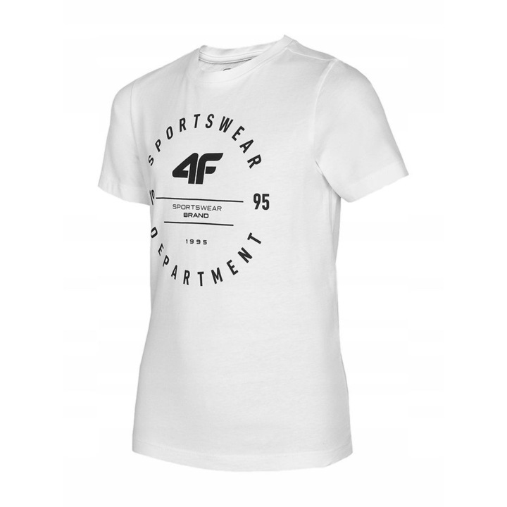 Tricou pentru baieti, 4F, Bumbac, Alb