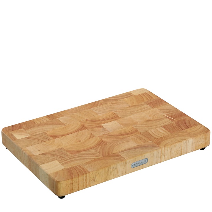 Tocator de bucatarie, ZASSENHAUS, Lemn/Cauciuc, 45 x 30 x 4.5 cm, Maro