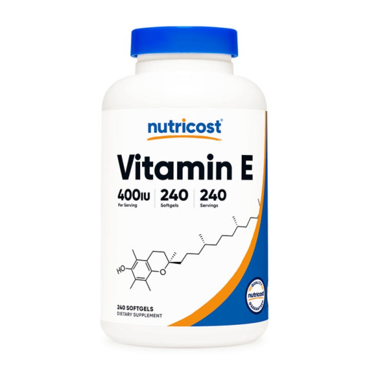Хранителна добавка Nutricost, Зрение, коса и кожа, Витамин E, 400 IU x 240 софтгел капсули