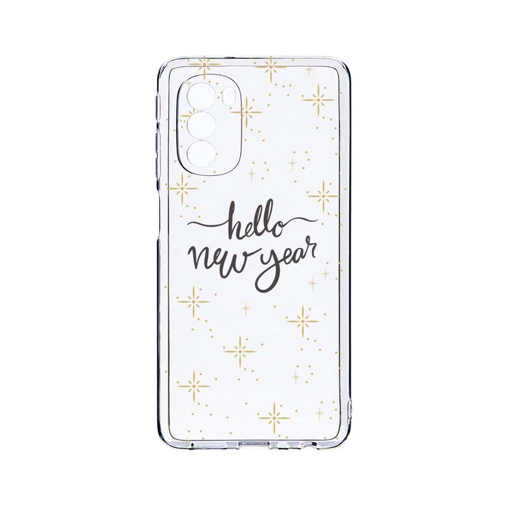 Husa BestCase® Clear Silicon 2MM, Compatibila Cu Motorola Moto G51 5G, Hello New Year, Antisoc, Protectie Camera, Margini ridicate pentru protectia ecranului, T 173