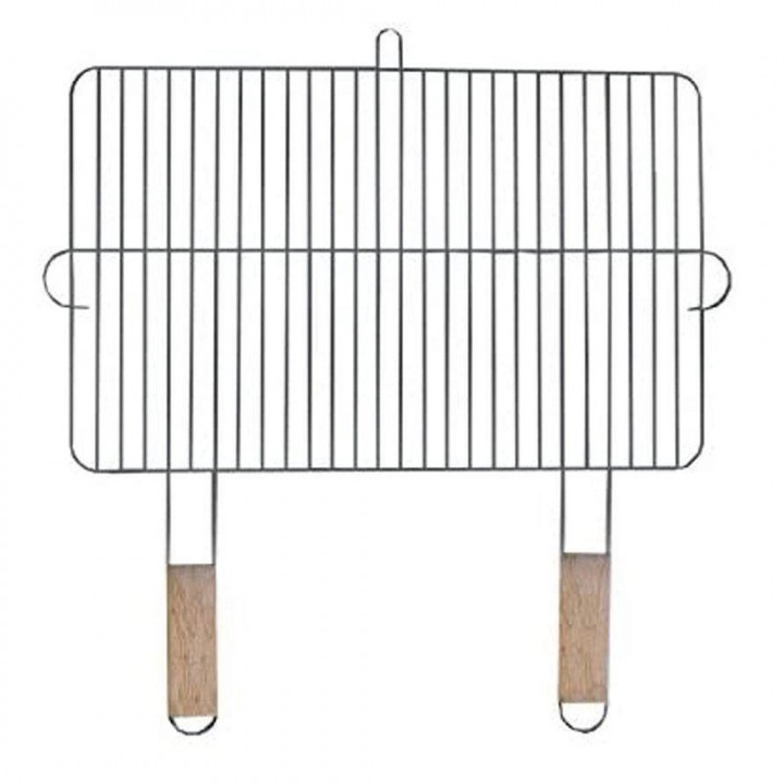 Метална скара за барбекю MasterGrill MG255, 2 дървени дръжки, Размер на скарата 54 х 34 см, Инокс/кафяв