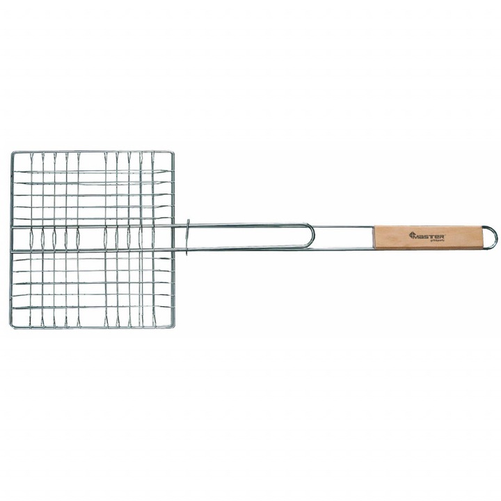 Метална скара MasterGrill MG281, Размер на скарата 21х23 см, Дръжка 62 см, Инокс