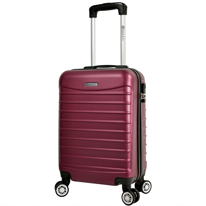 Куфар за ръчен багаж Quasar & Co., Compatible Air Модел, ABS, 55 х 36 х 20 см, 4 колела, Бордо