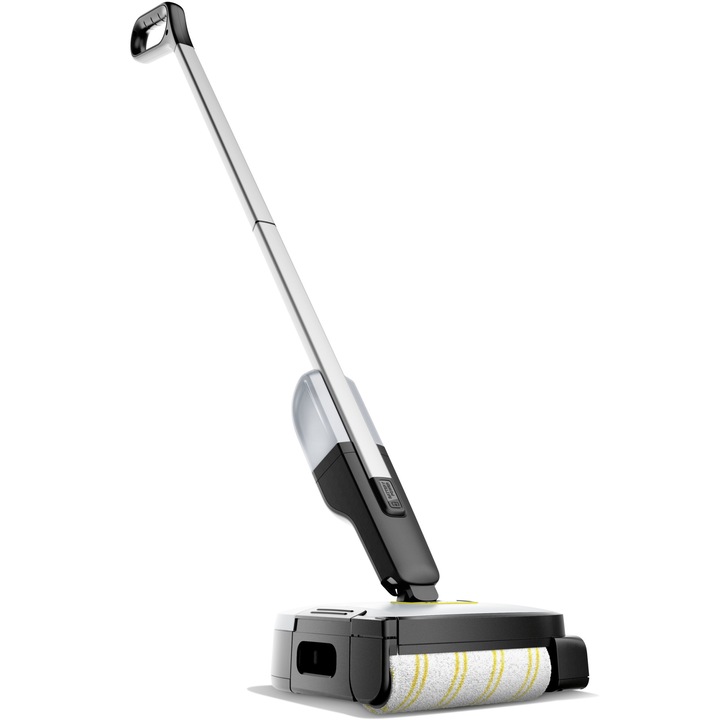 Mop electric Karcher FC 2-4 Battery Set 2B Duo, rezervor apa curata/murdara 200/100 ml, 2 acumulatori interschimbabili 4 V, autonomie 20 min, incarcator rapid Duo, detergent 30 ml, 1.056-206.0, Alb/Negru