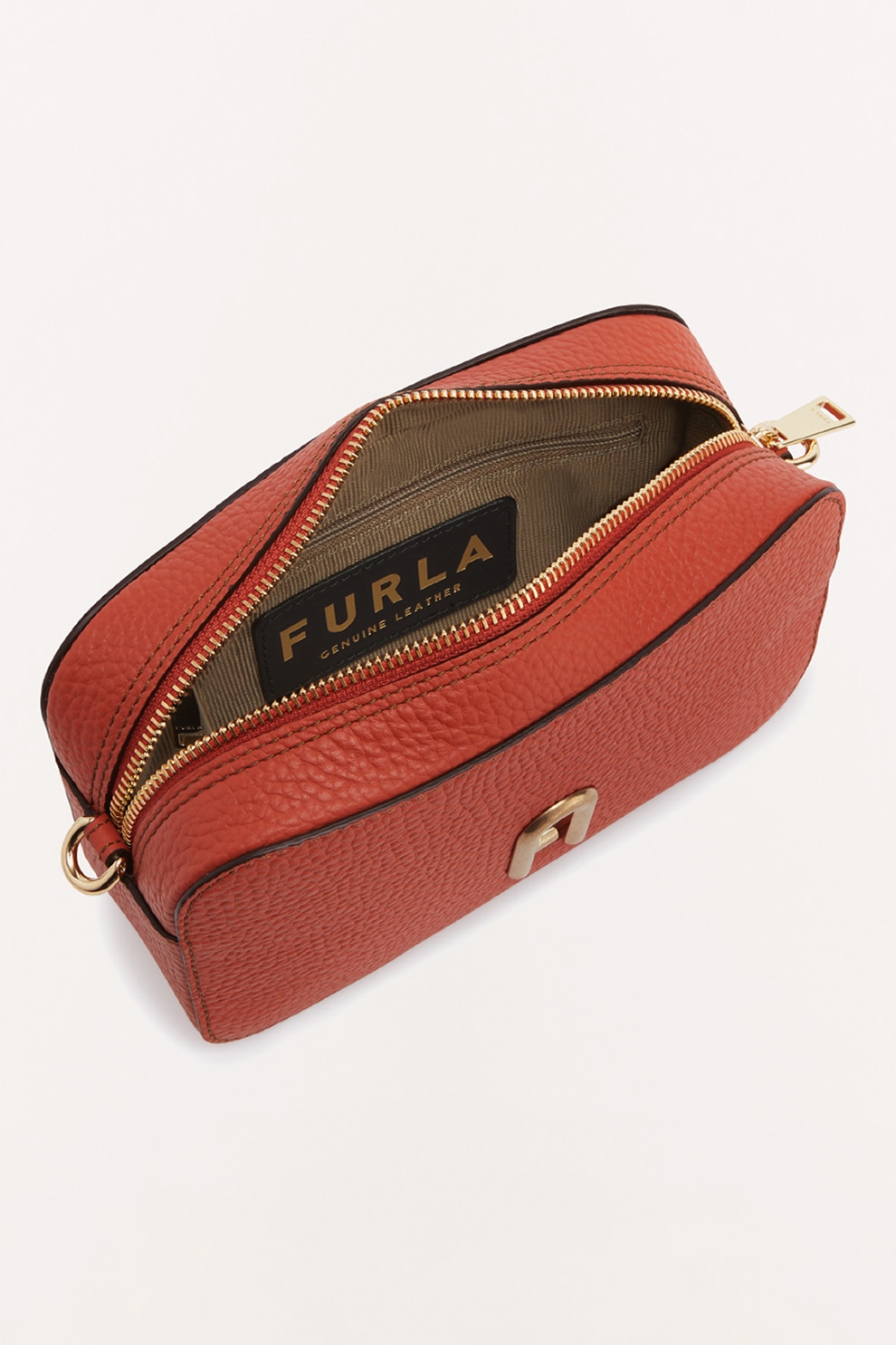 Furla, Geanta crossbody mica de piele Primula, Portocaliu stins