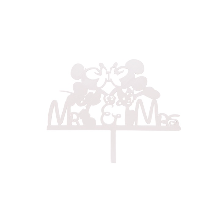 Декорация за торта, "Mr&Mrs, Mickey and Minnie", модел Disney, 16,5 x 20 см бяла слонова кост