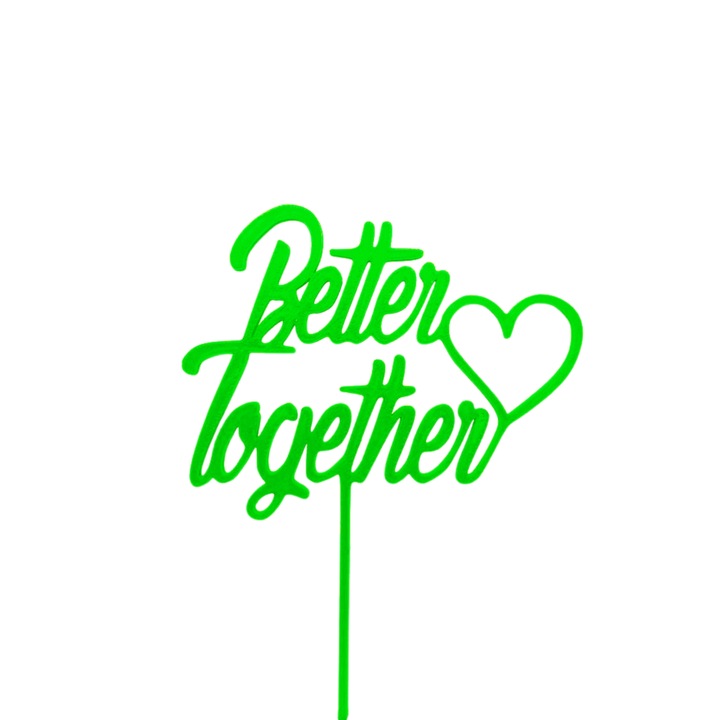 Topdísz, "Jobb együtt", házassági évforduló, kapcsolat 18,5 x 13 cm zöld