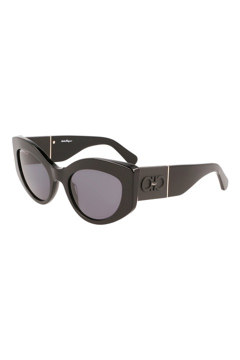 Salvatore Ferragamo, Слънчеви очила Cat-Eye с плътен цвят, Черен, 53-21-140
