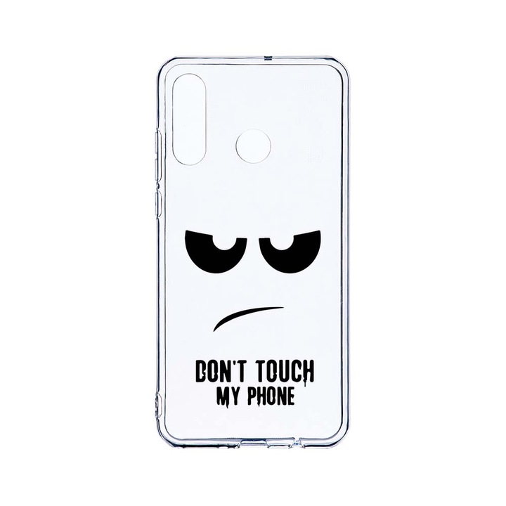 Husa BestCase® Clear Silicon 2MM, Compatibila Cu Huawei P30 Lite, Don’t Touch My Phone, Antisoc, Protectie Camera, Margini ridicate pentru protectia ecranului, T 90