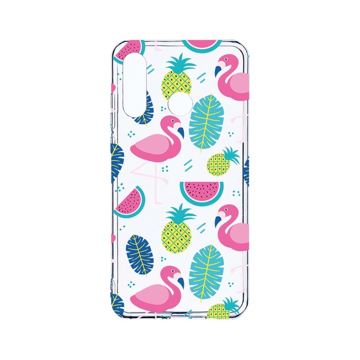 Силиконов калъф BestCase за Huawei P30 Lite, Flamingo, Camera Protection, Clear Silicon 2.0MM, T 91