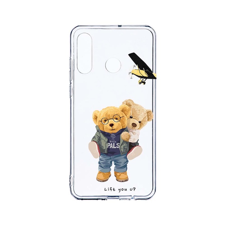 Силиконов калъф BestCase за Huawei P30 Lite, Teddy Bear Lift me up, Camera Protection, Clear Silicon 2.0MM, T 933