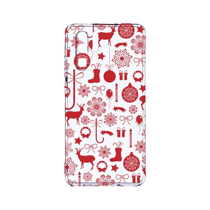Силиконов калъф BestCase за Huawei P30 Pro, Christmas Pattern, Camera Protection, Clear Silicon 2.0MM, T 7