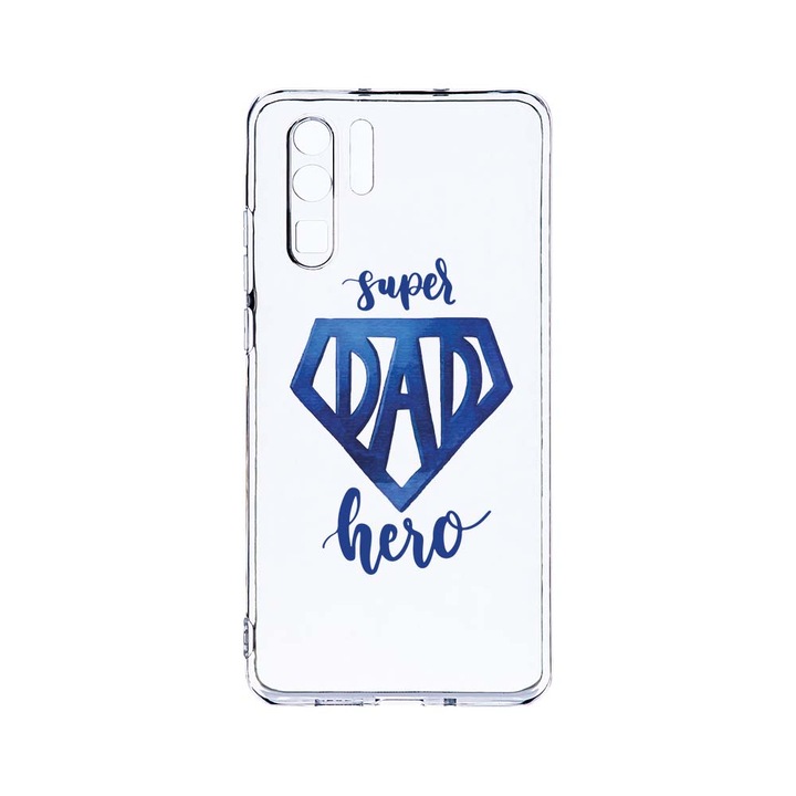 Силиконов калъф BestCase за Huawei P30 Pro, Superhero Dad, Camera Protection, Clear Silicon 2.0MM, T 182