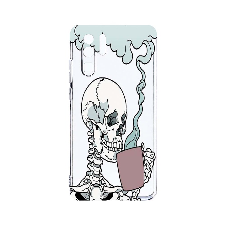 Силиконов калъф BestCase за Huawei P30 Pro, Skull, Camera Protection, Clear Silicon 2.0MM, T 252