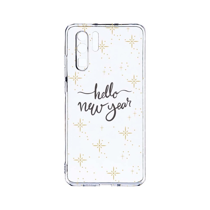 Силиконов калъф BestCase за Huawei P30 Pro, Hello New Year, Camera Protection, Clear Silicon 2.0MM, T 173