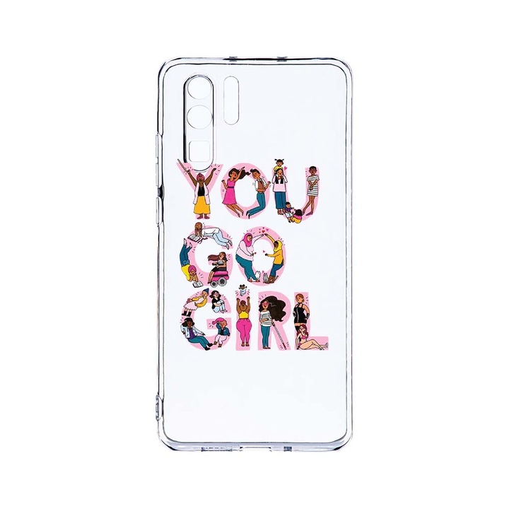 Силиконов калъф BestCase за Huawei P30 Pro, Girl Power, Camera Protection, Clear Silicon 2.0MM, T 250
