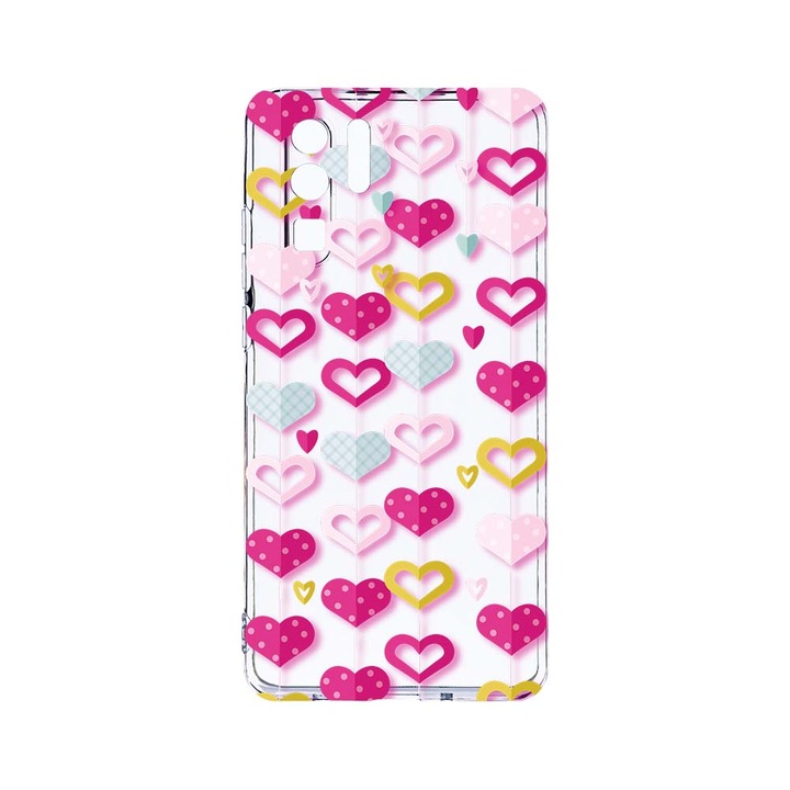 Силиконов калъф BestCase за Huawei P30 Pro, Lovely Hearts, Camera Protection, Clear Silicon 2.0MM, T 185