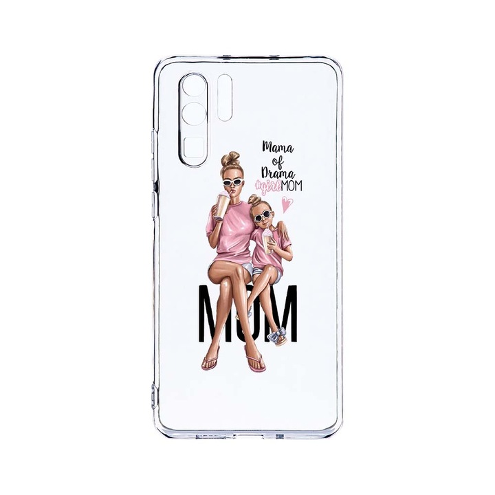 Силиконов калъф BestCase за Huawei P30 Pro, Girl Mom Mama of Drama, Camera Protection, Clear Silicon 2.0MM, T 558