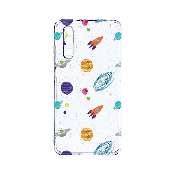 Силиконов калъф BestCase за Huawei P30 Pro, Universe, Planets, Camera Protection, Clear Silicon 2.0MM, T 466