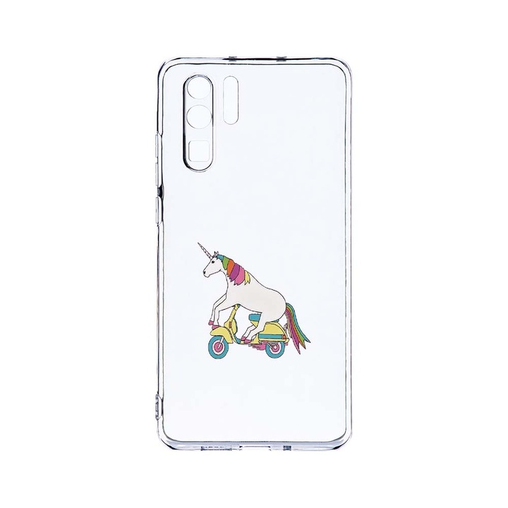 Силиконов калъф BestCase за Huawei P30 Pro, Unicorn On The Road, Camera Protection, Clear Silicon 2.0MM, T 528