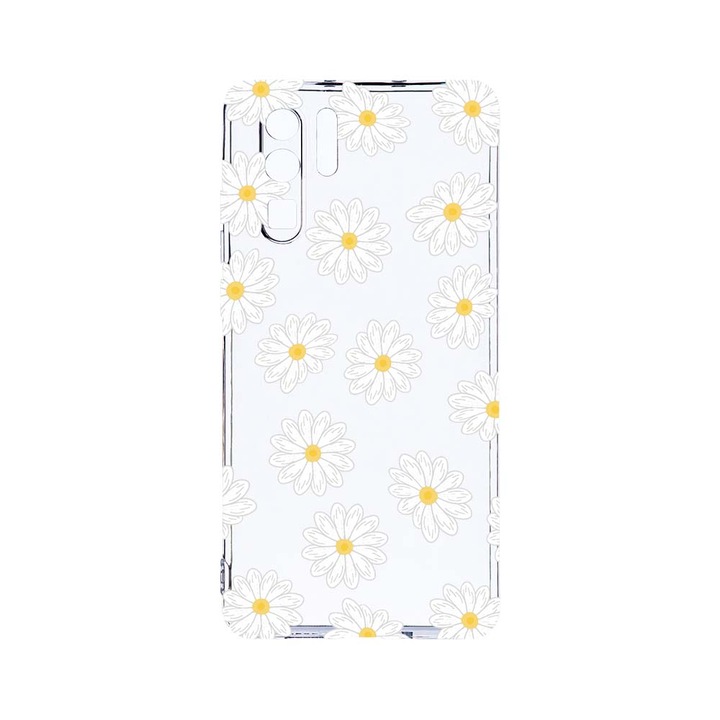Силиконов калъф BestCase за Huawei P30 Pro, Happy Flowers Daisy, Camera Protection, Clear Silicon 2.0MM, T 513