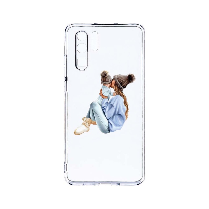 Силиконов калъф BestCase за Huawei P30 Pro, Girl Mom With a Boy, Camera Protection, Clear Silicon 2.0MM, T 562