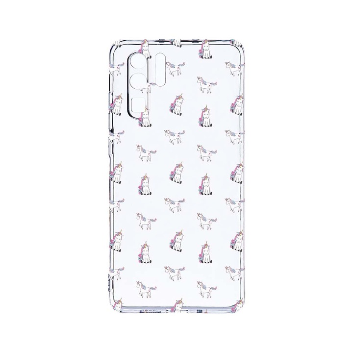 Силиконов калъф BestCase за Huawei P30 Pro, Unicorn Pattern, Camera Protection, Clear Silicon 2.0MM, T 522