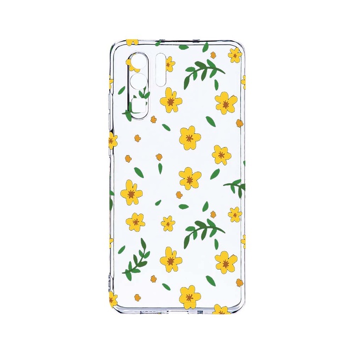 Силиконов калъф BestCase за Huawei P30 Pro, Little yellow flowers, Camera Protection, Clear Silicon 2.0MM, T 696