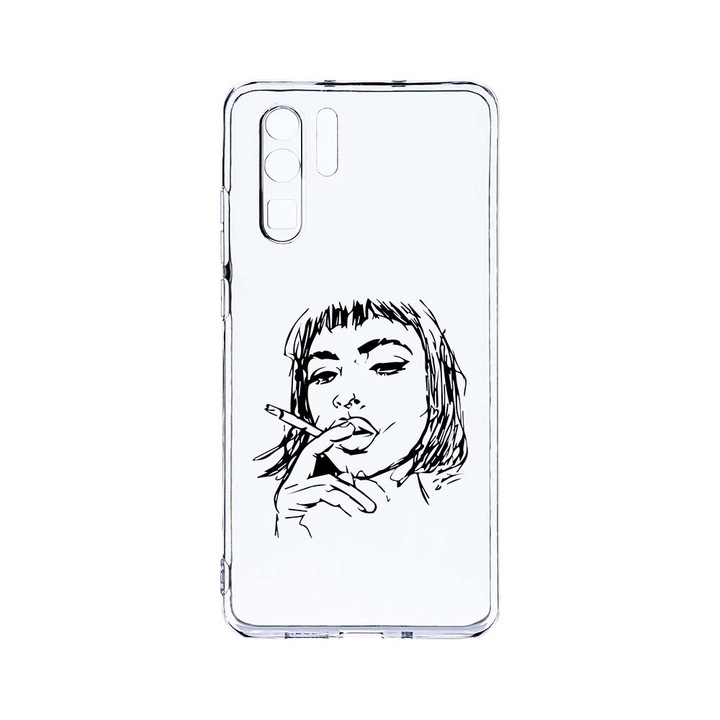 Силиконов калъф BestCase за Huawei P30 Pro, Smoking Woman, Camera Protection, Clear Silicon 2.0MM, T 749
