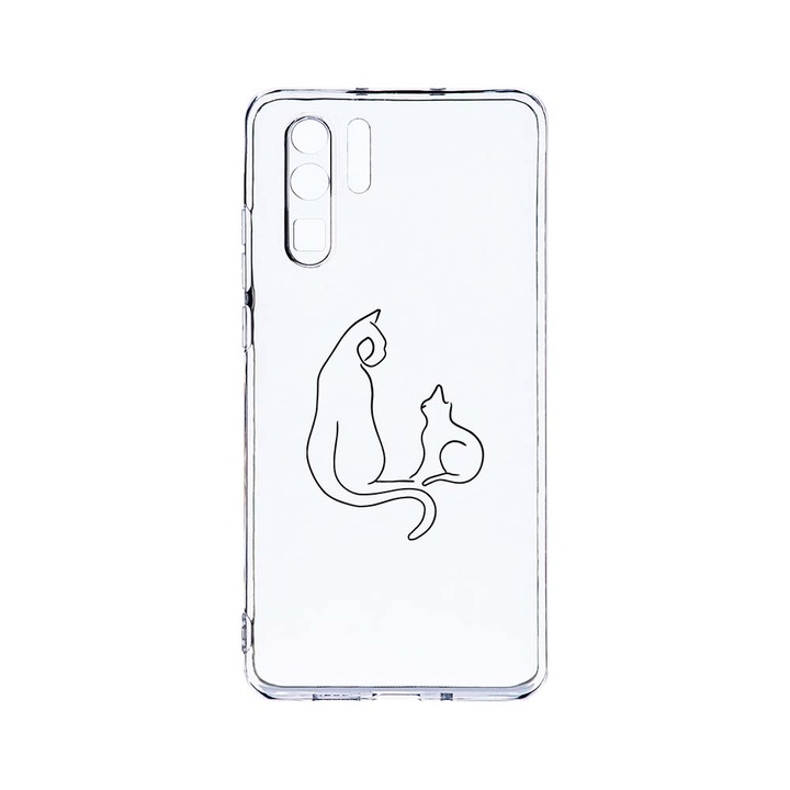 Силиконов калъф BestCase за Huawei P30 Pro, Abstract Cat, Camera Protection, Clear Silicon 2.0MM, T 738