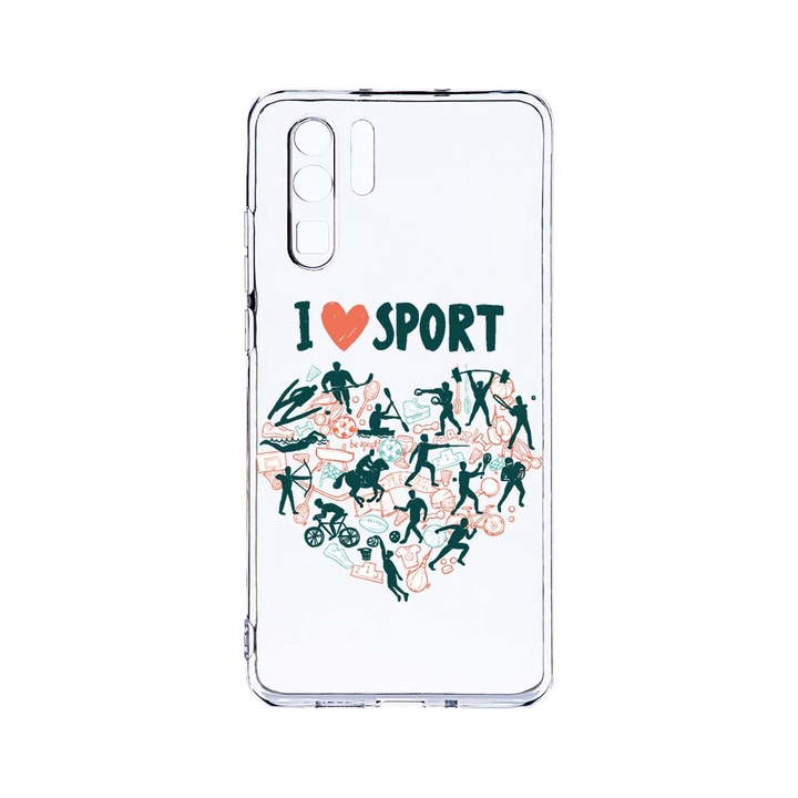 Силиконов калъф BestCase за Huawei P30 Pro, I Love Sport, Camera Protection, Clear Silicon 2.0MM, T 803