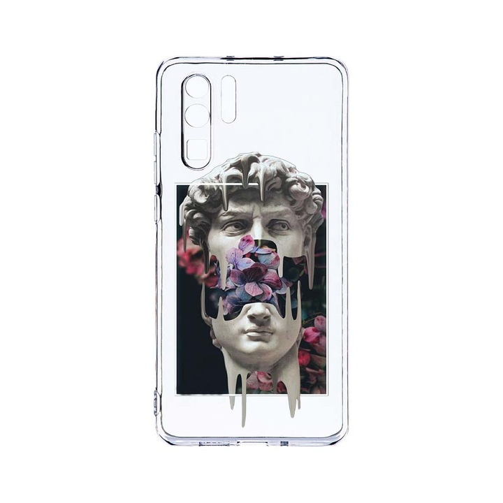 Силиконов калъф BestCase за Huawei P30 Pro, David Statue, Camera Protection, Clear Silicon 2.0MM, T 753