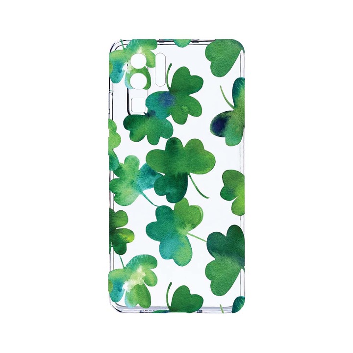 Силиконов калъф BestCase за Huawei P30 Pro, Green leaf, Camera Protection, Clear Silicon 2.0MM, T 697