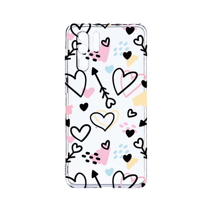 Силиконов калъф BestCase за Huawei P30 Pro, Love Symbols, Camera Protection, Clear Silicon 2.0MM, T 764