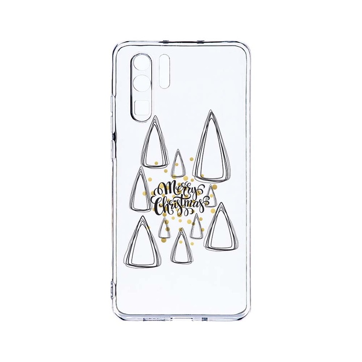 Силиконов калъф BestCase за Huawei P30 Pro, Minimalist Merry Christmas, Camera Protection, Clear Silicon 2.0MM, T 870